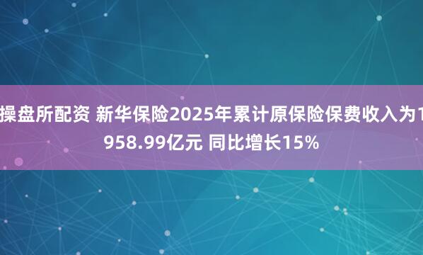 操盘所配资 新华保险2025年累计原保险保费收入为1958.99亿元 同比增长15%